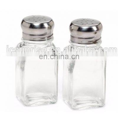 85ml Square Glass Bottle Salt Pepper Shaker With Metal Lid