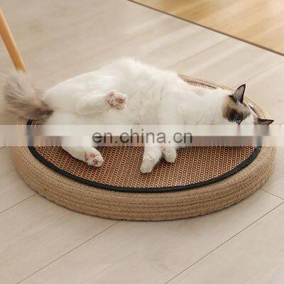 Customized Logo Smart Sleeping Scratcher Round Pet Felt Calming Bamboo Anti Stress Bed Cats