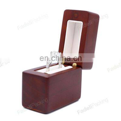 Wholesale Custom Logo Lighter Style Wooden Box Ring Packaging Wedding Ring Box