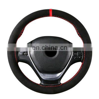 Autoaby 38cm Four Seasons Universal Suede Material Sport Style Durable in use Leather Braid Steering Wheel Cover Car Accessories