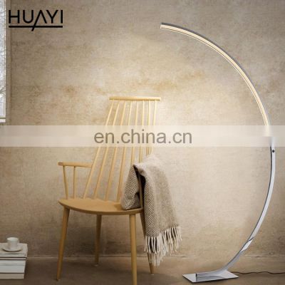 HUAYI High Grade Modern Bending Design 24W Floor Lighting Bedroom Led Acrylic Standing Floor Lamp