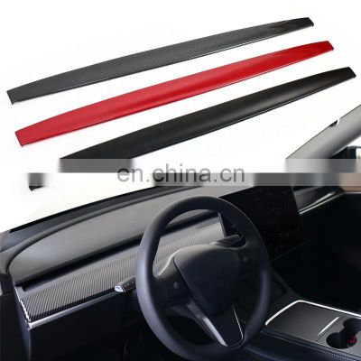 Carbon Fiber Style Central Control Dashboard Long Decoration Sticker Panel Trim ABS Auto Accessories For Tesla Model Y