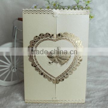 Wholesale Nice Wedding Card Foil Rose Heart Gold Invitation Gatefold