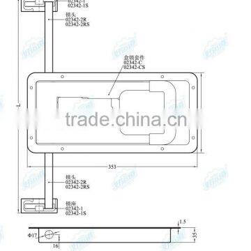 02342C Key Lock Stainelss Steel /steel Recessed Handle Trailer Side Door Lock photo-3