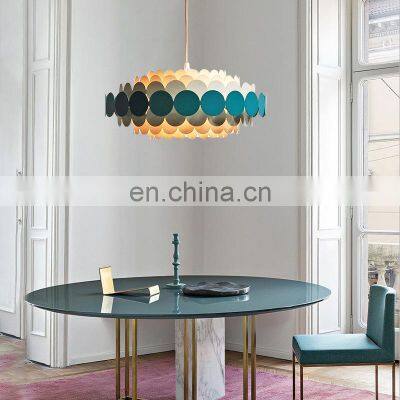 Modern Bedroom LED Chandelier Dining Room Pendant Light Hotel Project Villa Ring Metal Indoor Ceiling Lamp