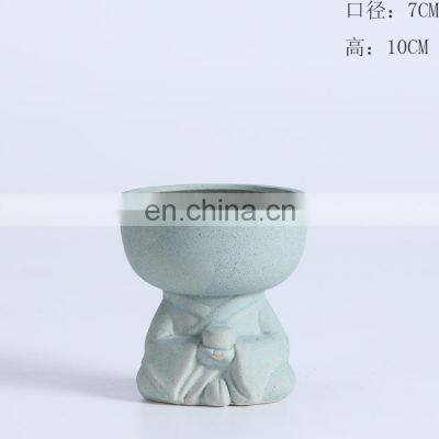 Amazon Hot Sale Head Shape Ceramic Flowerpot Plant Potted Pottery Ornaments Creative Cartoon Doll Succulent Flower Pot