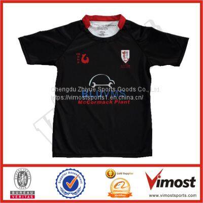 Custom Sublimation Black Rugby Jersey with 100% polyester