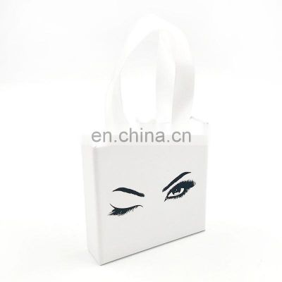 Customized LOGO Fashion Hard Cardboard Paper Supplier Wholesale Packaging Bag Luxury Ribbon Handle Eyelash Package Paper Box bag