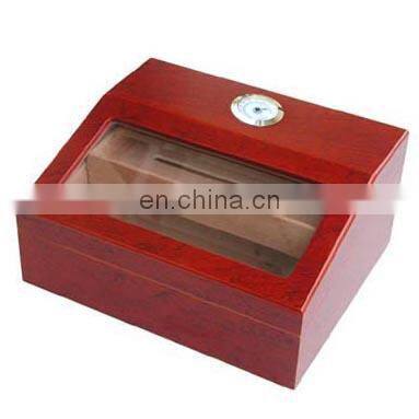 Beveled Glass top display solid wood cigar box cedar wooden humidor cigar humidifier