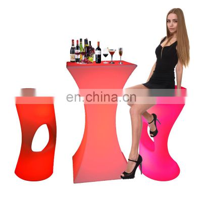 bar stool /16 colors led plastic high cocktail table and chair waterproof glow light bar night club furniture