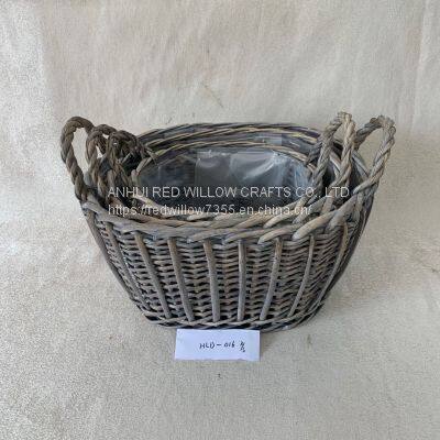 Wicker Willow Storage Basket Laundry Basket with Handle