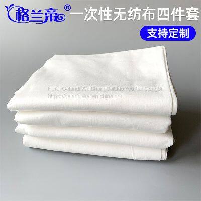 Grande Wood Pulp Cotton White Sheet Disposable Thickened Non-woven Fabric Set Of Four Pieces