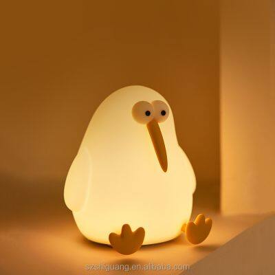 Creative Bird Might Light Silicone Animal Led Night Light Kiwi Bird Rechargeable Battery Silicone Led Light Lamp For Kids