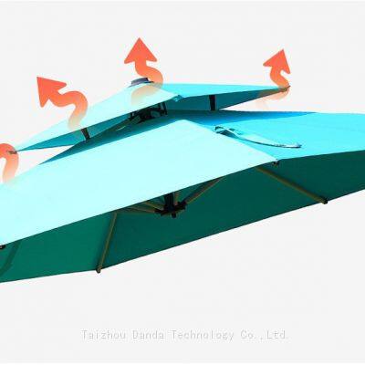 Outdoor Aluminum Waterproof 2.5*2.5m Double Roof Umbrella With Side Stand photo-3