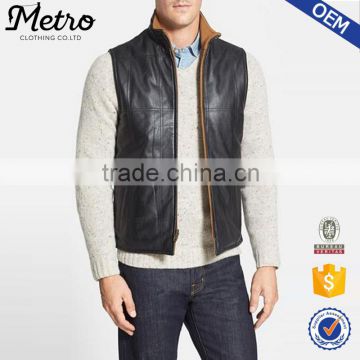 2015 OEM Costom Classic Fit Reversible Leather Vest Wholesale