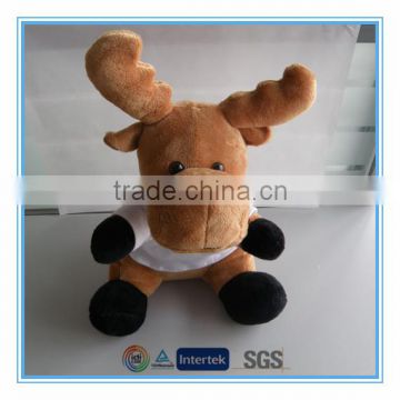 Christmas moose stuffed and plush toys with white T-shirt