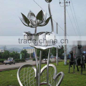 stainless steel flower outdoor sculpture