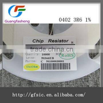 0402 SMD Resistor 3.6R 1%.we offer full series of SMD and DIP resistor