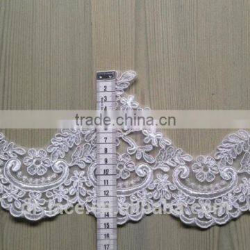 White Bead Wedding Dress Patch Polyester Bead Lace Embroidery Applique Lace Patch Quality Choice photo-2
