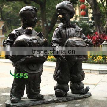 Bronze children playing lion game sculptures