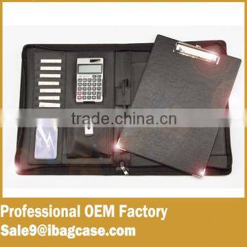 A4 multi-function manager luxury zipper leather portfolio