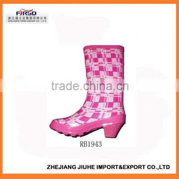 Fashion Printed High Heel Rubber Boots for Women