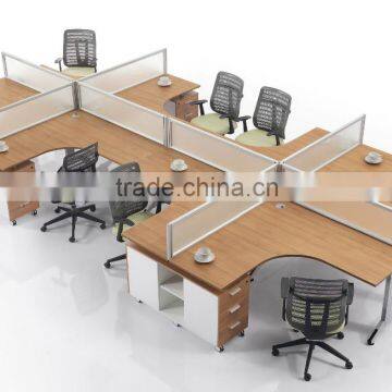 Wooden cubicle partitions l shaped office power 8 workstation desk (SZ-WSB417)