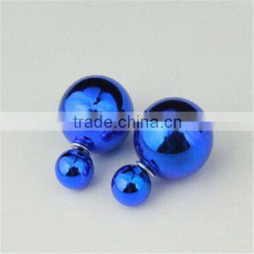 14k Yellow Gold White Freshwater Cultured Pearl and Ball Reversible Stud Earrings FQ-E-94236 photo-3