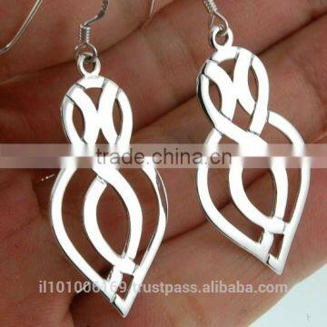 Long & Thin Celtic Silver Earrings, ep132