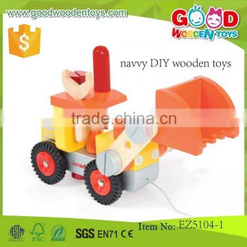 hot selling kids toys OEM kids assembling toys navvy DIY wooden truck toys for children EZ5104-1