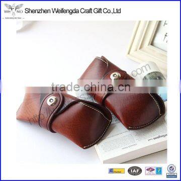 High quality portable genuine leather eyeglass case