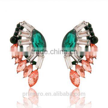 Angel Wings Designs Resin Plant Women Five Colors Glass Stones Stud Earrings photo-3