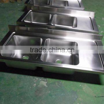 Restaurant Hotel Industrial Kitchen Equipment Custom Stainless Steel Kitchen Sink With Drain Board photo-5