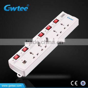 6 Way Universal USB Port Electrical Socket Outlet With Fused