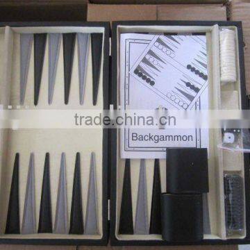 Black Leatherette Backgammon-15"