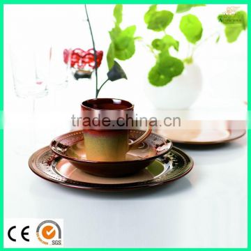 2016 16 pcs hand printed stoneware dinnerware