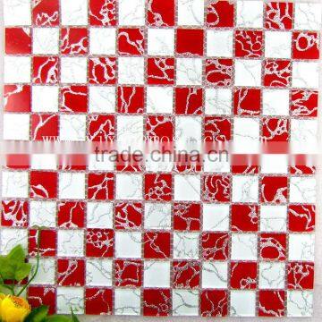 red and white color mirror glass mosaic- 25X25mm square mix color glass mosaic