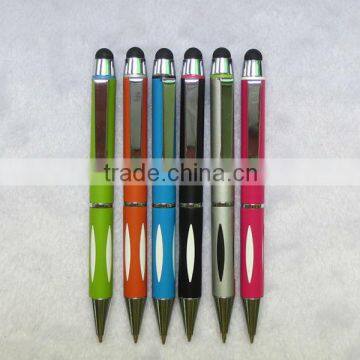 new desgin high quality metal 2 in 1 twist stylus touch pen with multi color
