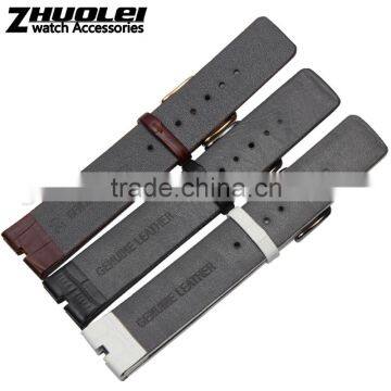 Durable Genuine Leather Deployant Watch Band Strap Buckle Bracelet Watchbands 22mm