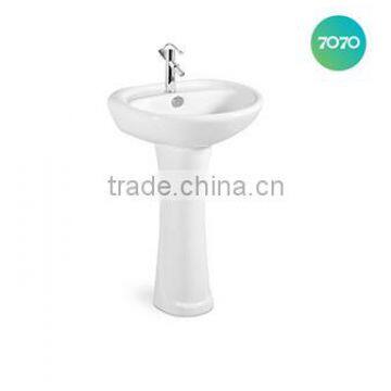 Cheap Chaozhou factory white colour single hole fixed to wall with back pedestal basin 3323                        
                                                Quality Choice