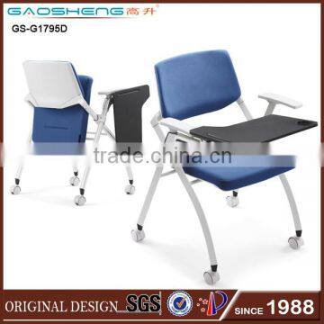 China wholesale metal conference folding chair with writing pad for office-1795D folding chair parts