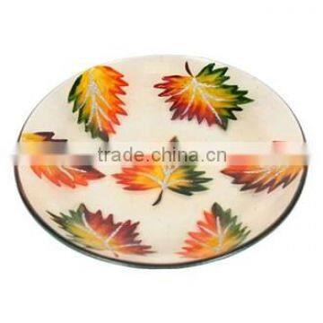 Amber leaves series cheap decorative colored glass plates for home decoration