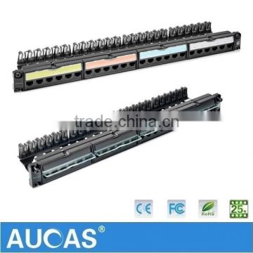 High Quality Tool-Less 24 Port Cat5e Aucas Patch Panel With Rack Cable Management Attached