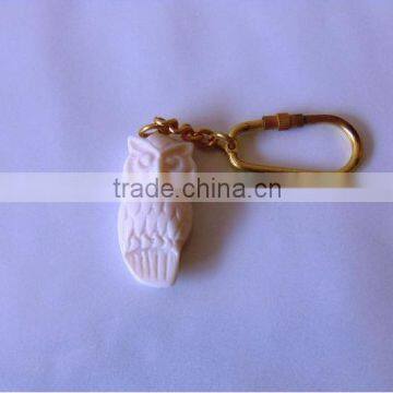 ANTIQUE NAUTICAL WHITE RESIN OWL KEY RING / BEAUTIFUL KEY RING 13448