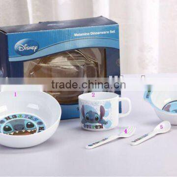Food Grade Christmas Plastic Melamine 5pcs Children Gift Dinner Ware Set