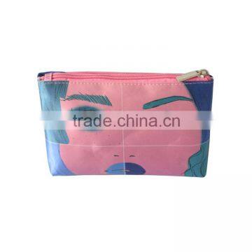 Factory supply promotion popular Zipper pu Cosmetic bag waterproof makeup pouch Bag with colorful printing picture