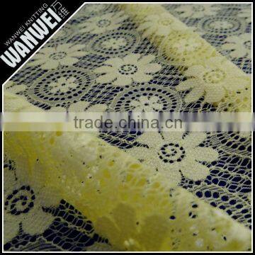 2015 Hot Sales new arrival soft hand feeling yellow nylon spandex curtain lace 3046