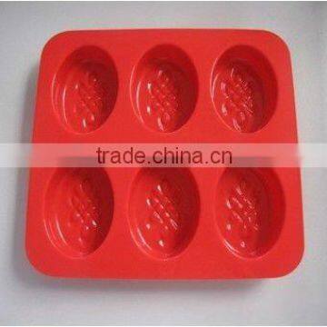 6 cavities handmade silicone oval soap mold