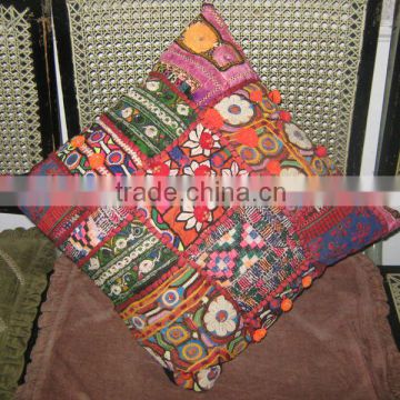 COLLECTIABLE DECORATIVE PATCHWORK CUSHION COVERS MADE FROM ANTIQUE TEXTILES FABRIC FROM INDIA PAKISTAN AFGANISTAN