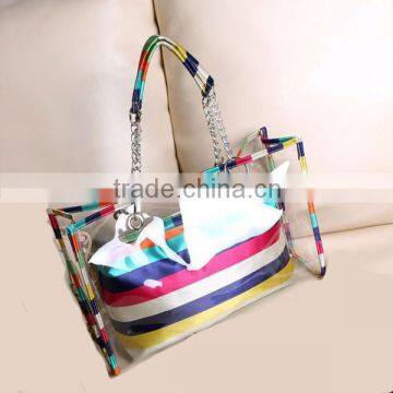 Wholesale Shoulder Transparent PU Beach Bag